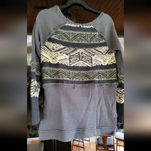 Free People Boho Tribal Distressed Sweater XS Rare